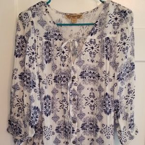 Flowy Bohemian 3/4 Sleeve top Sz L